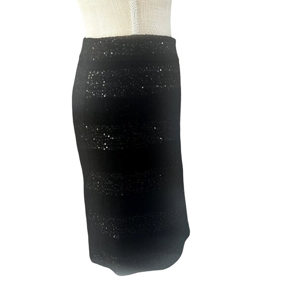 Ann Taylor Loft Womens Black Sequin-Striped Skirt Size 14 - Picture 3 of 6